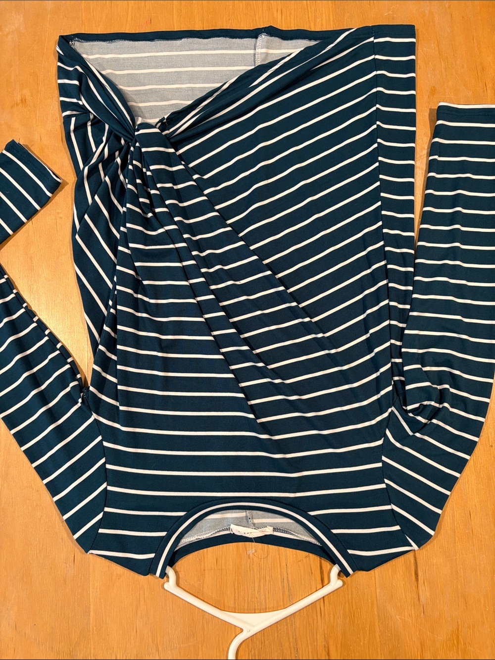 Reborn J Navy & White Striped Twist-Front Long Sleeve Top